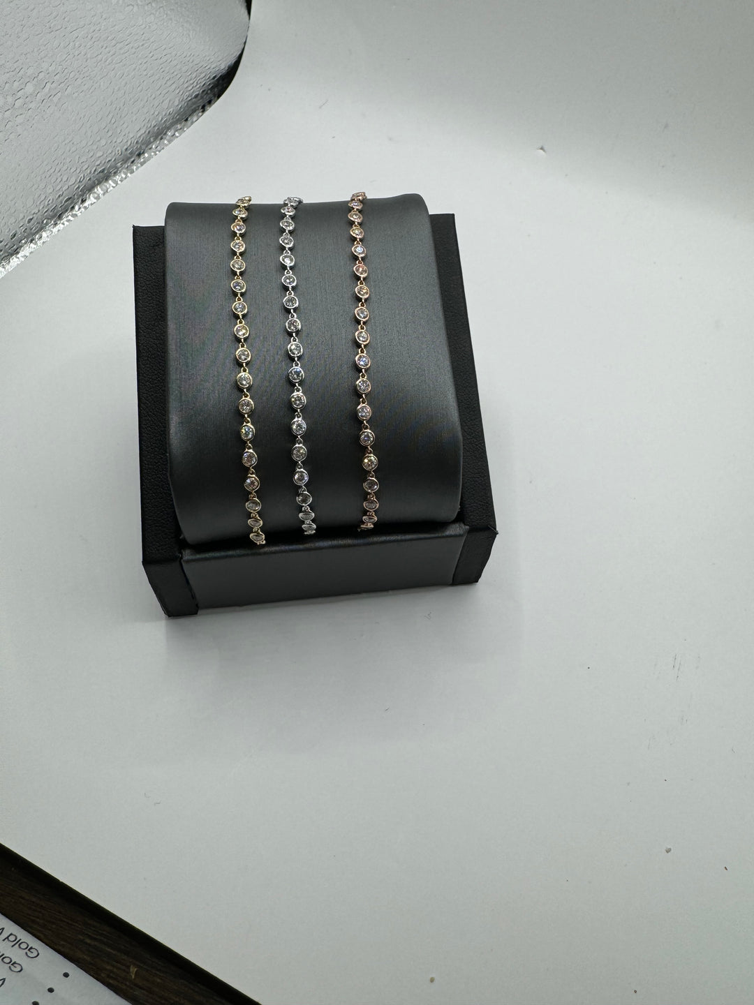 1.00ct t.w. Bezel Set Tennis Bracelet - 14K Gold, Adjustable Length