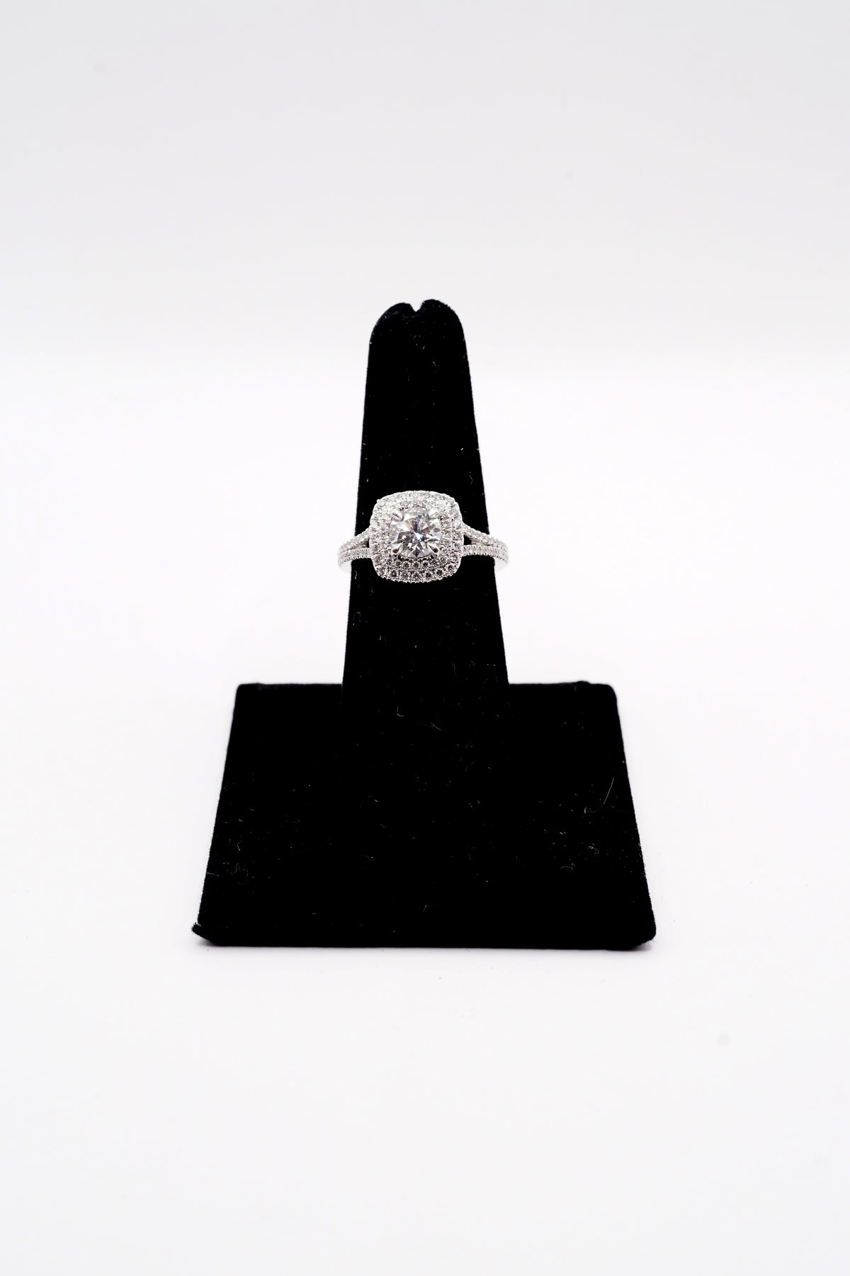 Diamond double halo engagement ring