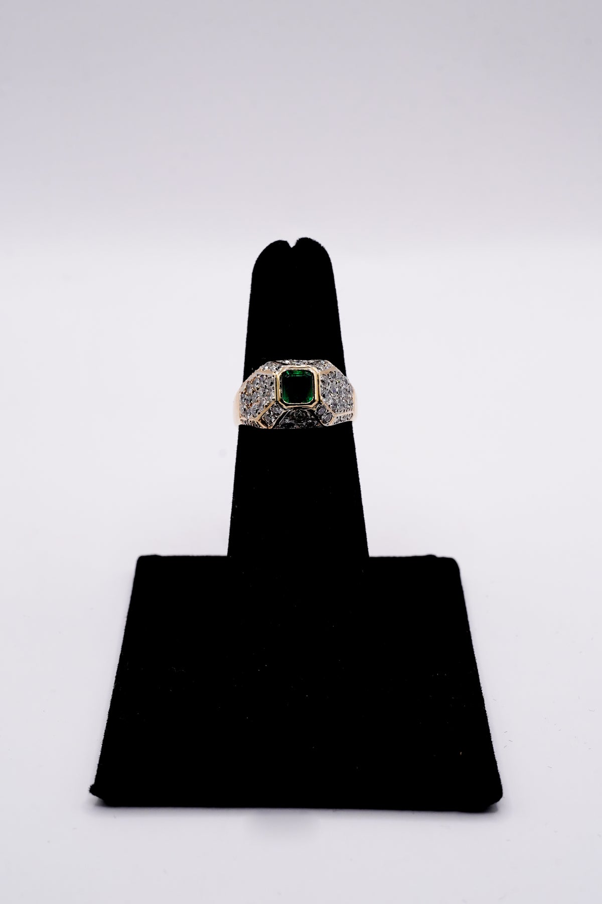 1ct square emerald and diamond 14k yellow gold ring