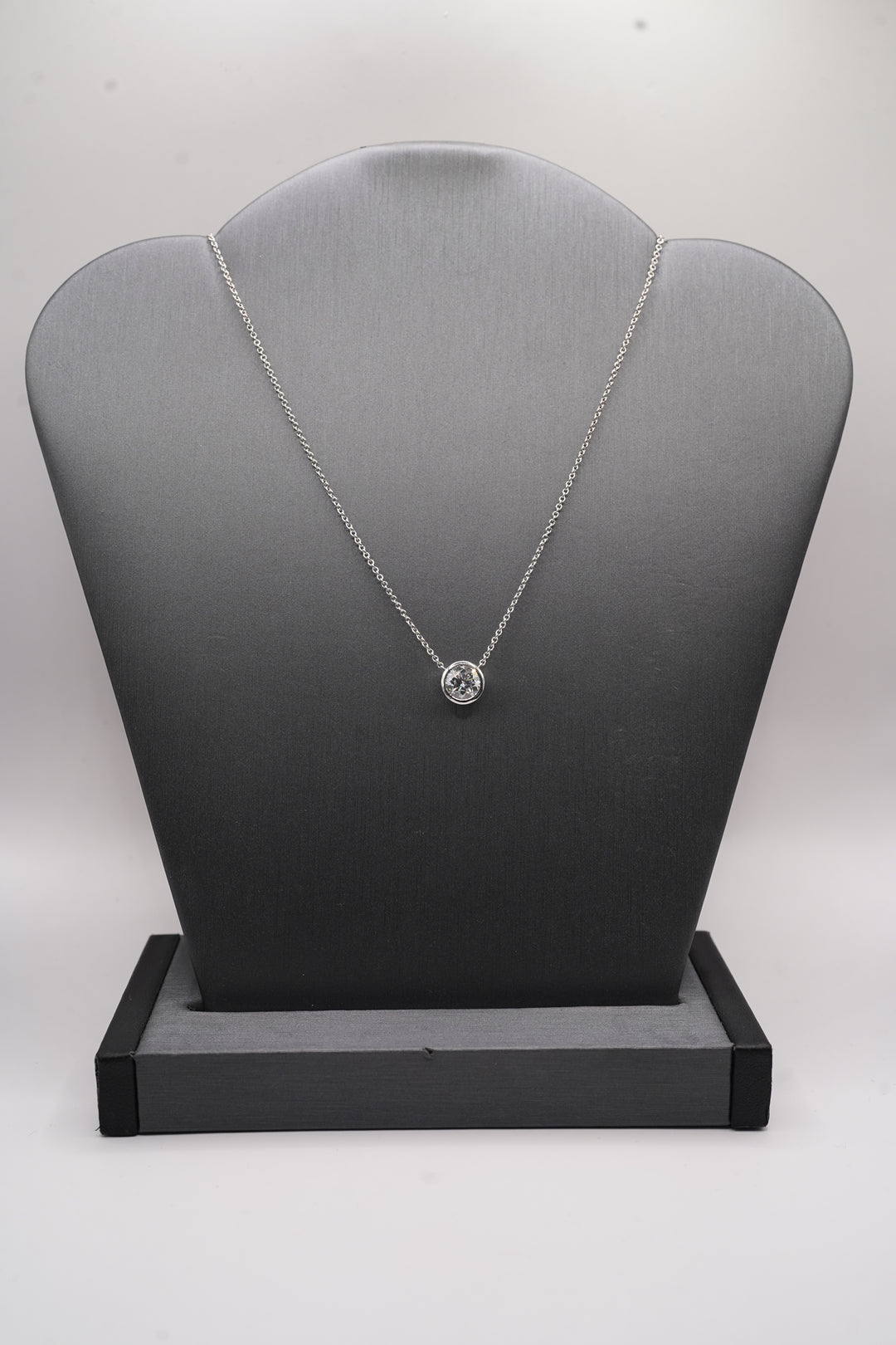 14k White Gold Diamond Pendant Bezel Set