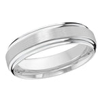 Load image into Gallery viewer, This classic 6mm white gold wedding ring features a satin center and high polish double grooved edges.
