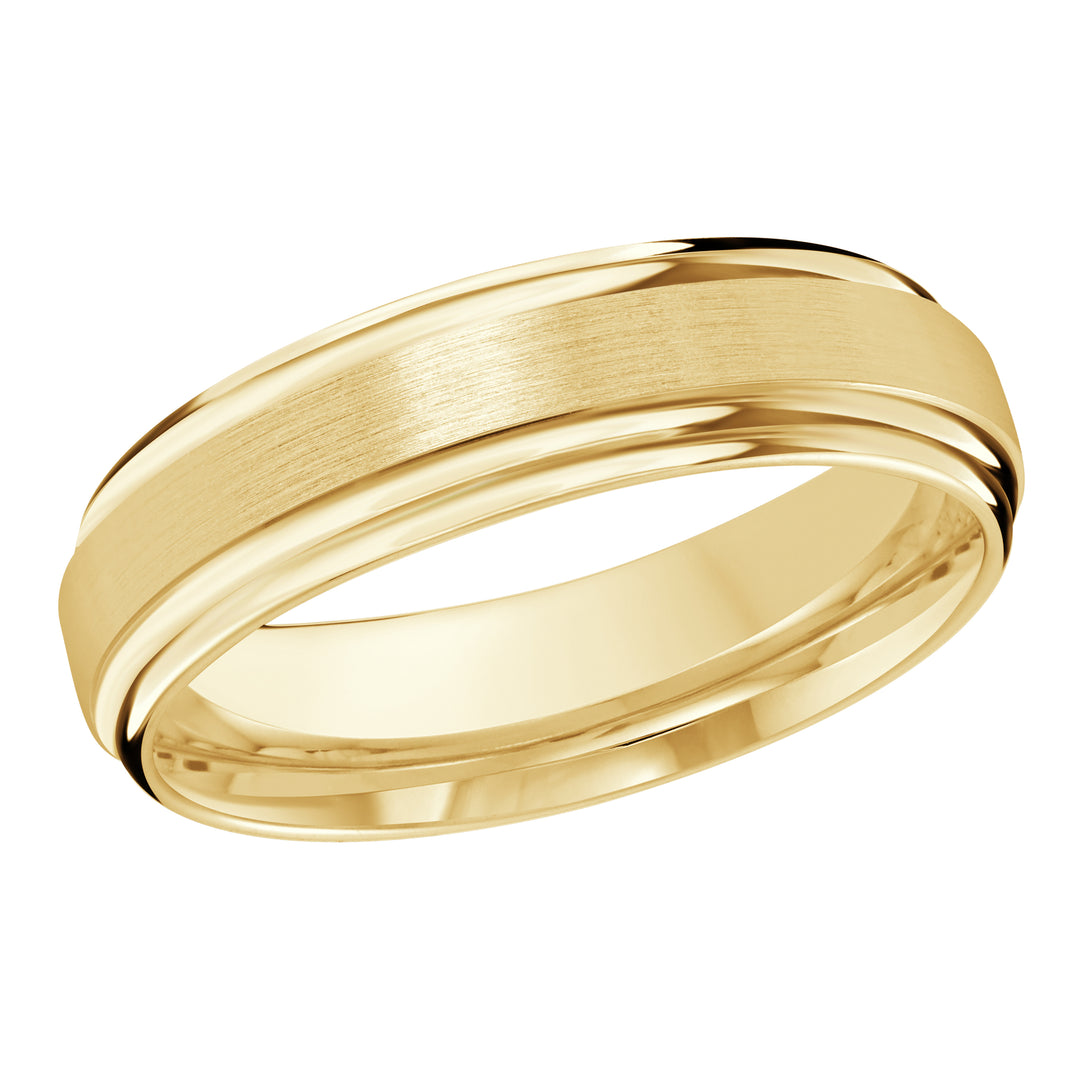 This classic 6mm white gold wedding ring features a satin center and high polish double grooved edges.