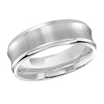Load image into Gallery viewer, This stunning 7mm white gold wedding ring feature a satin concave center and high polish edges.
