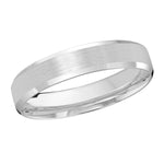 Load image into Gallery viewer, This 4mm white gold wedding ring has a stunning satin center with slanted high polish edges.
