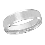 Load image into Gallery viewer, This 4mm white gold wedding ring has a stunning satin center with slanted high polish edges.
