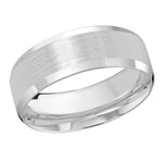 Load image into Gallery viewer, This 4mm white gold wedding ring has a stunning satin center with slanted high polish edges.
