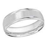 Load image into Gallery viewer, This classic 6mm white gold wedding ring features a slightly elevated domed satin center with high polish edges.
