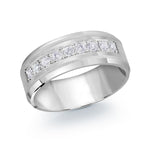 Load image into Gallery viewer, 8mm white gold wedding band embelished with 9x.05ct round diamonds
