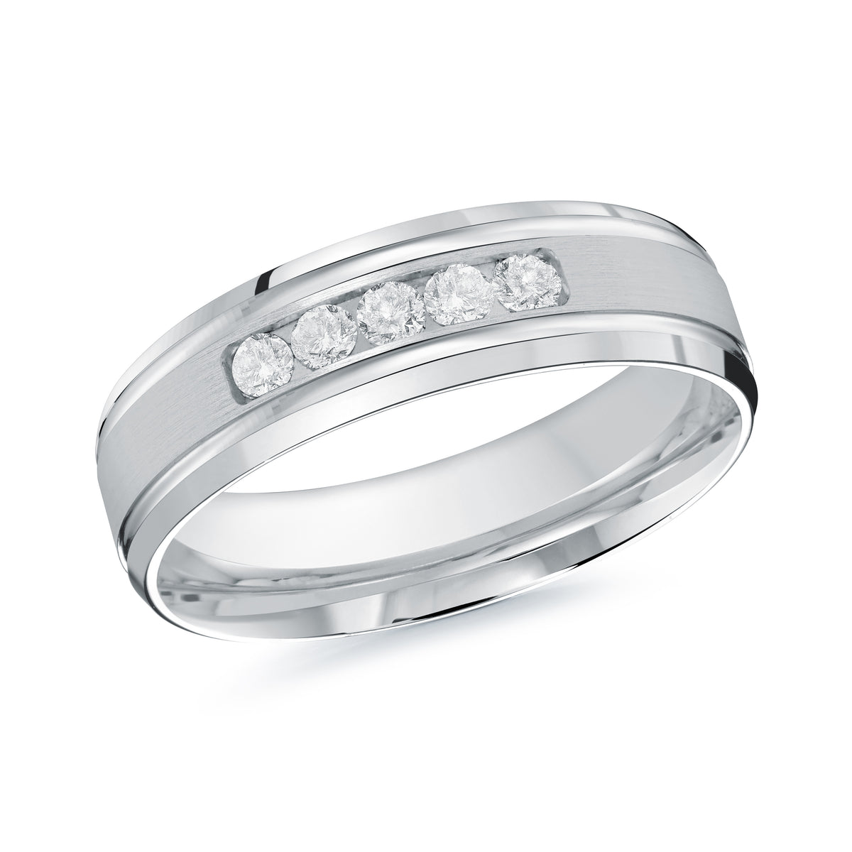6mm white gold wedding band embelished with 5x0