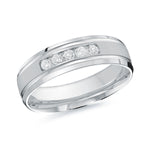 Load image into Gallery viewer, 6mm white gold wedding band embelished with 5x0.05ct round diamonds
