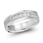 Load image into Gallery viewer, 6mm white gold wedding band embelished with 5x0.05ct round diamonds
