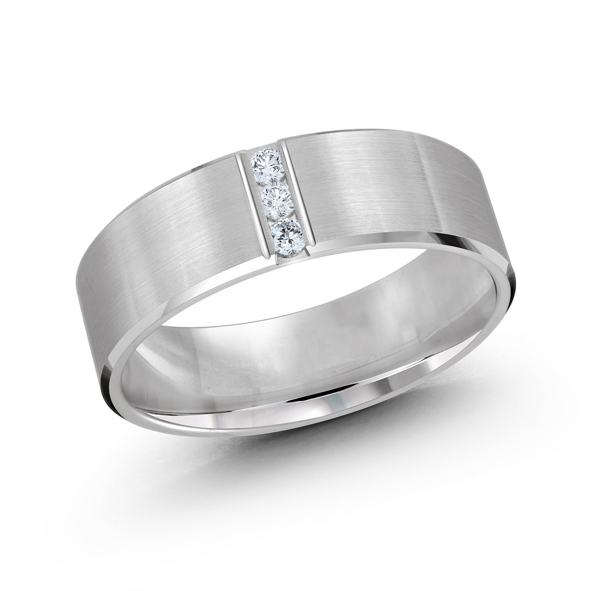 7mm white gold wedding band embelished with 3x0
