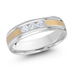 Load image into Gallery viewer, 6mm white gold  wedding band embelished with 3x0.07ct round diamonds
