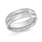 Load image into Gallery viewer, 7mm white gold wedding band embelished with 7x0.03ct round diamonds
