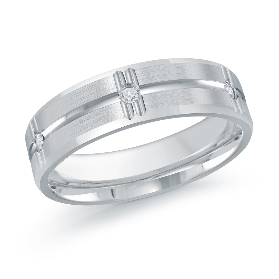 6mm white gold wedding band embelished with 6x0.02ct round diamonds