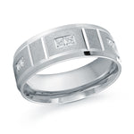 Load image into Gallery viewer, 8mm white gold wedding band embelished with 6x0.15ct round diamonds
