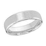 Load image into Gallery viewer, This classic 6mm white gold wedding ring has a satin finish with high polish slanted edges.
